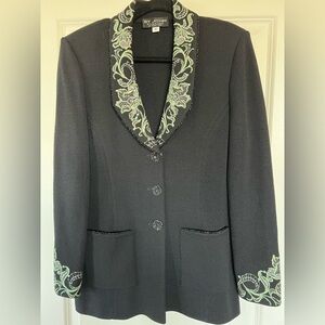 St. John Evening Black Blazer with Gorgeous Embroidery